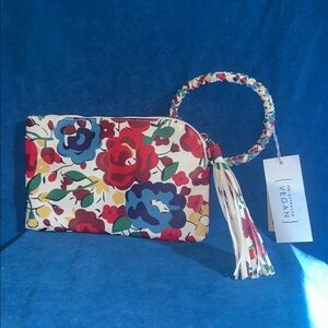 NWT Calin Collection Floral Vegan Wristlet with Tassel